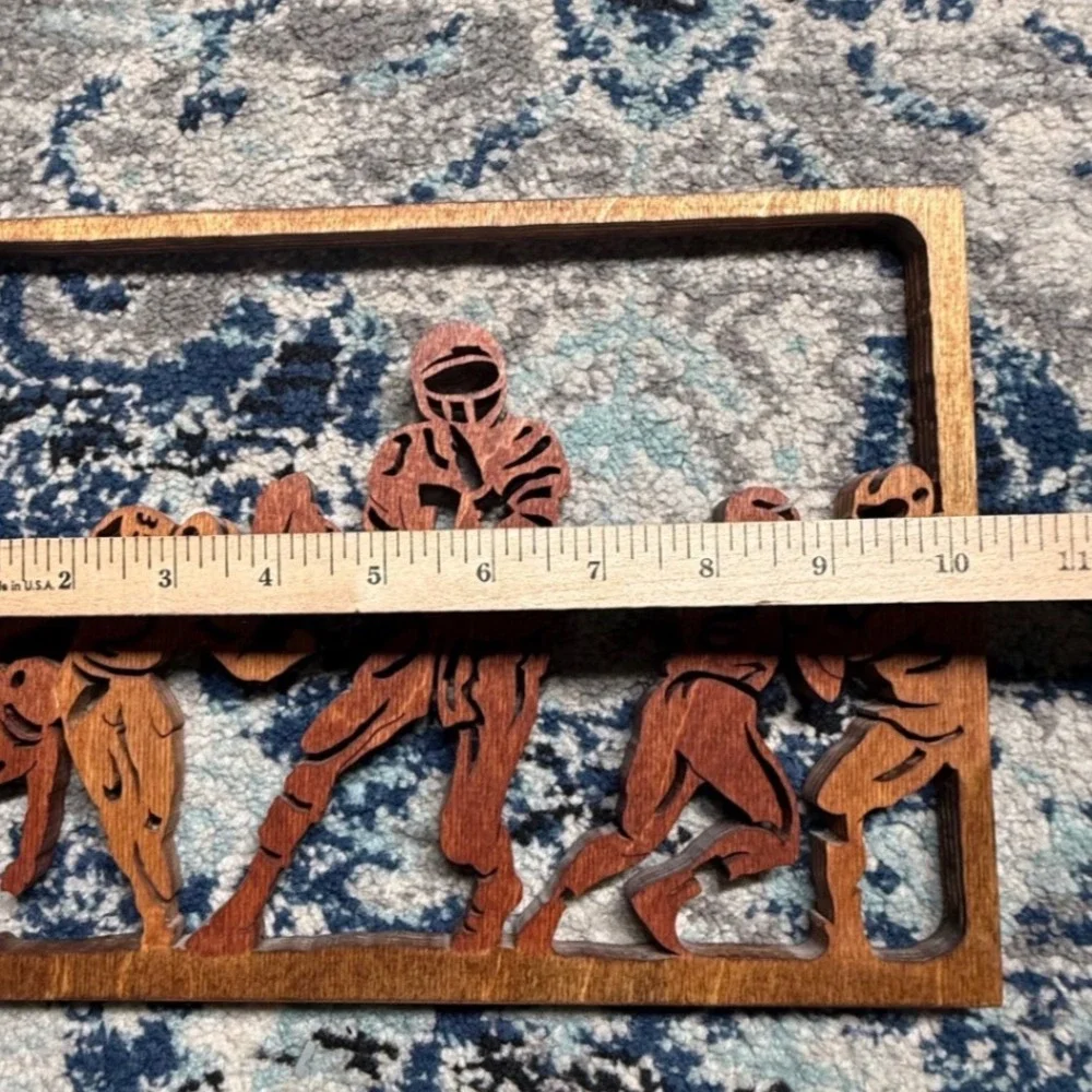 Handmade Laser‎ Cut Football Players Wooden Wall Art Plaque Sports Decor 10x8